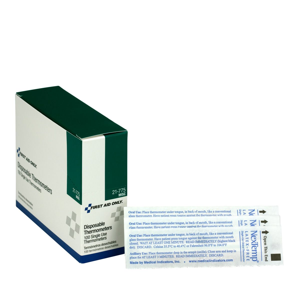 First Aid Only Disposable Thermometers, 100 Per Box 21-775 First Aid Only Disposable Thermometers, 100 Per Box 21-775